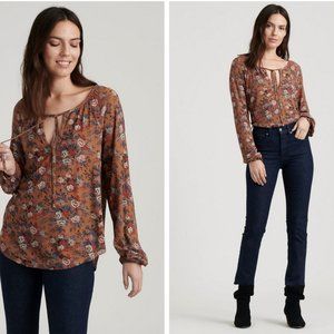 Lucky Brand Size S Woodblock Drop Needle Peasant top